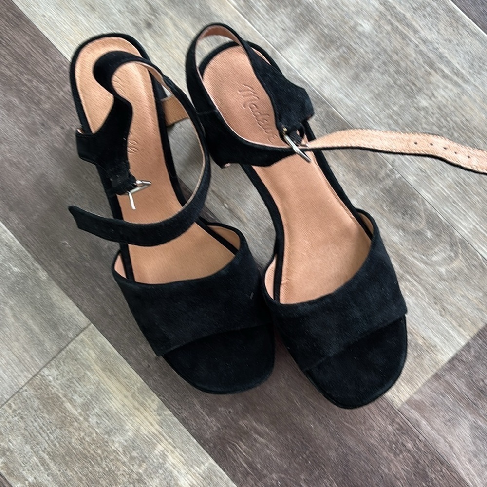 New MADEWELL Size 9.5 The Nadia Platform Sandal in Black Suede - Picture 2 of 4